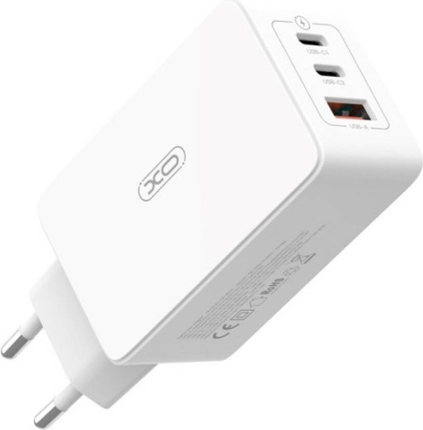 XO väggladdare CE13 PD QC 3.0 65W 1x USB 2x USB-C vit