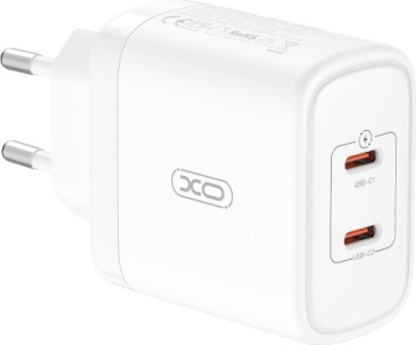 XO väggladdare CE08 PD 50W 2x USB-C vit