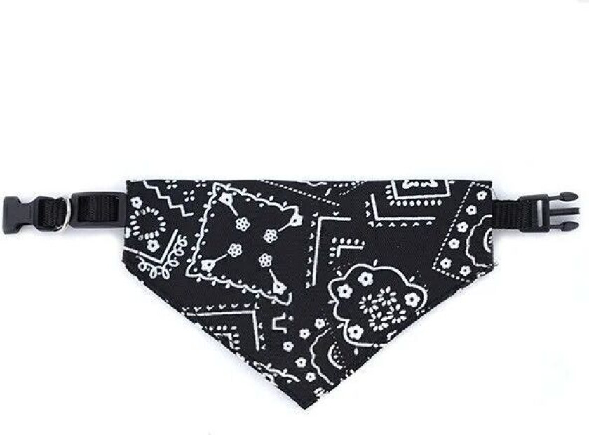 Sort fleksibelt halsbånd med mønstret bandana