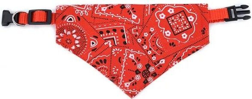 Rødt fleksibelt halsbånd med mønstret bandana