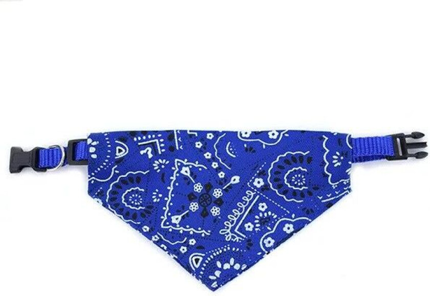 Blått fleksibelt halsbånd med mønstret bandana