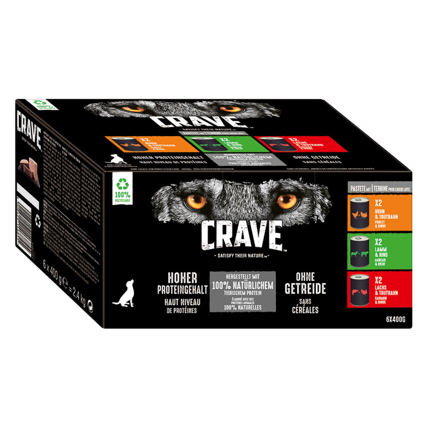 Adult våtfôr 6 x 400 g - Blandet (chicken+turkey, lamb+beef, salmon+turkey)