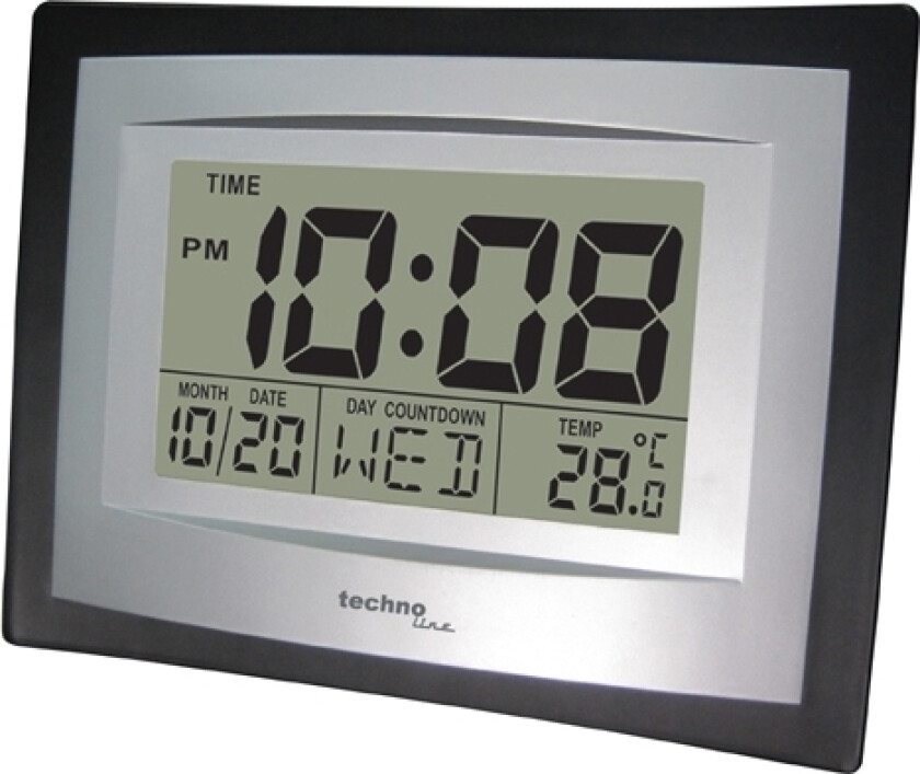 Ws 8004, Digital Vekkerklokke, Sort, Grå, Lcd, Aa, 220 Mm, 170 Mm