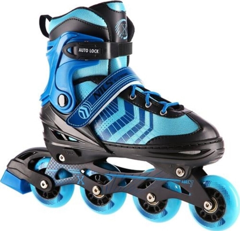 Nils Extreme Nh18192a 4In1 Rulleskøyter Svart Og Blå Størrelse. M(34-38) Inline Skøyter Med Dimensjoner P. Nils Extreme Hockey