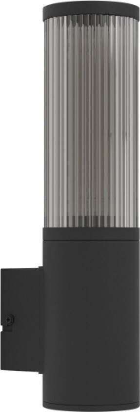 Eglo Salle Udendørs Væglampe I Sort Plast Og Alu Med Røgfarvet Riflet Plastskærm