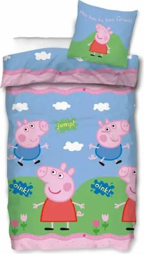 Sengetøy barn - 100x140 cm - Peppa & Georg gris - 100% bomull