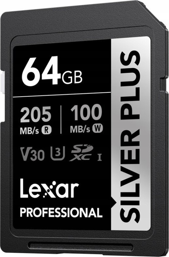 Kart Lexar Lexar Sdxc Professional Silver Plus Uhs-I/U3/A2/4K R205/W100 (V30) 64 Gb