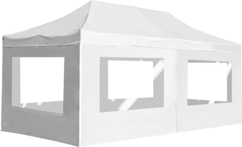 Profesjonelt foldbart festtelt med vegger aluminium 6x3 m hvit