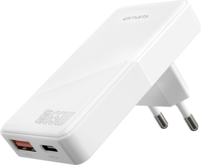 adowarka 4Smarts 4Smarts Netzladegerät Flatplug Duos 65W Gan 1C+1A, Weiß