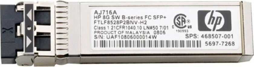 Hpe - Sfp+ Transceivermodul - 16 Gb-Fiberkanal (Sw) - Fiberkanal - Lc - For Hpe Sn3600b 32, Sn6000 Storefabric Sn3600, Sn6500, Sn6600b 32, Sn6650, S