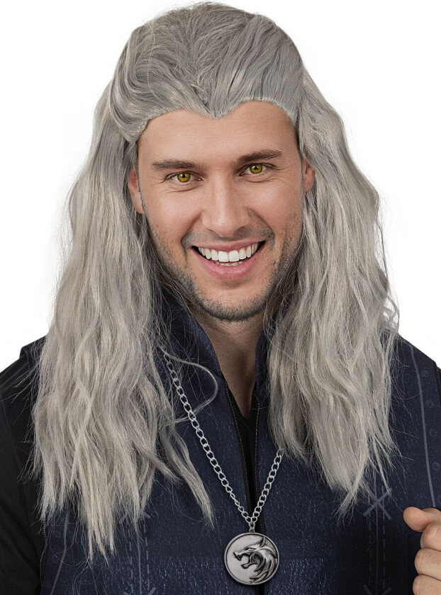 FUNIDELIA Geralt Parykk - The Witcher til mann - Størrelse: 0 - Grå / Sølv