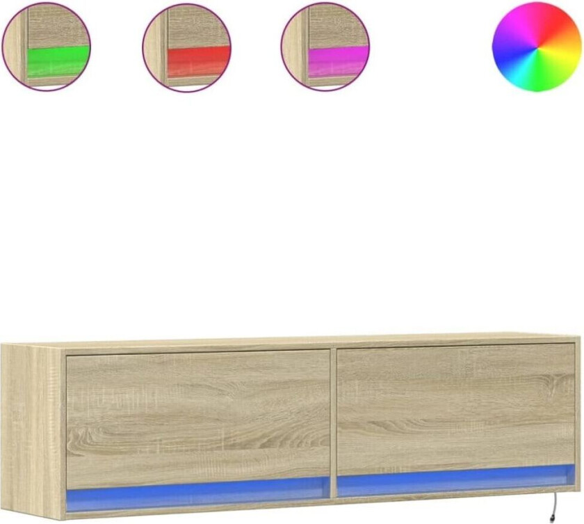 Vegghengt TV-benk med LED sonoma eik 140x31x38 cm