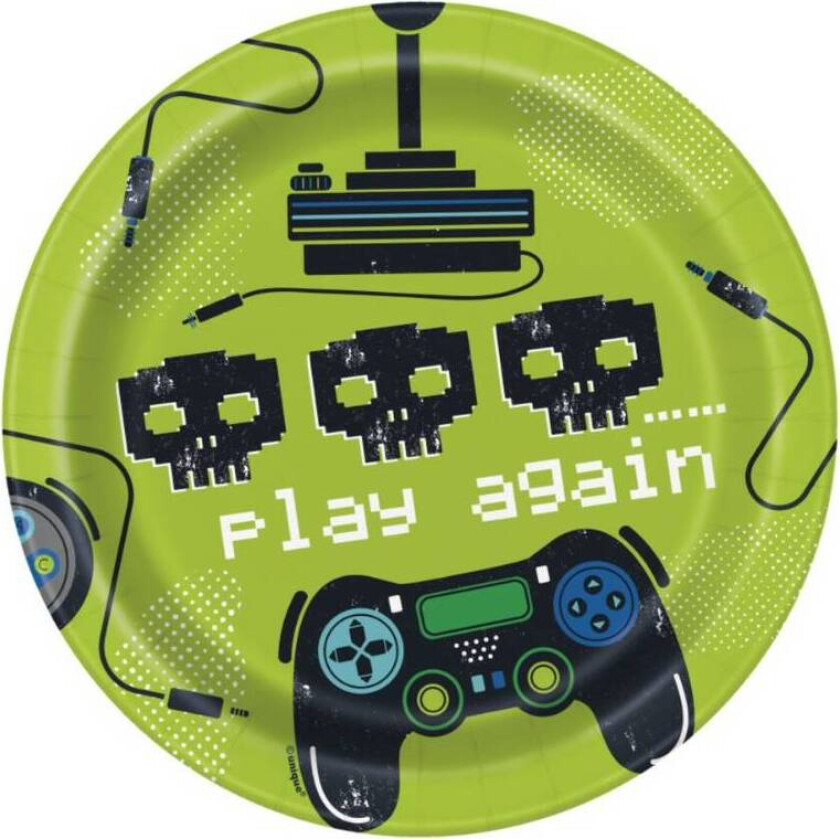 Papptallerken Gaming, 19cm pk/8