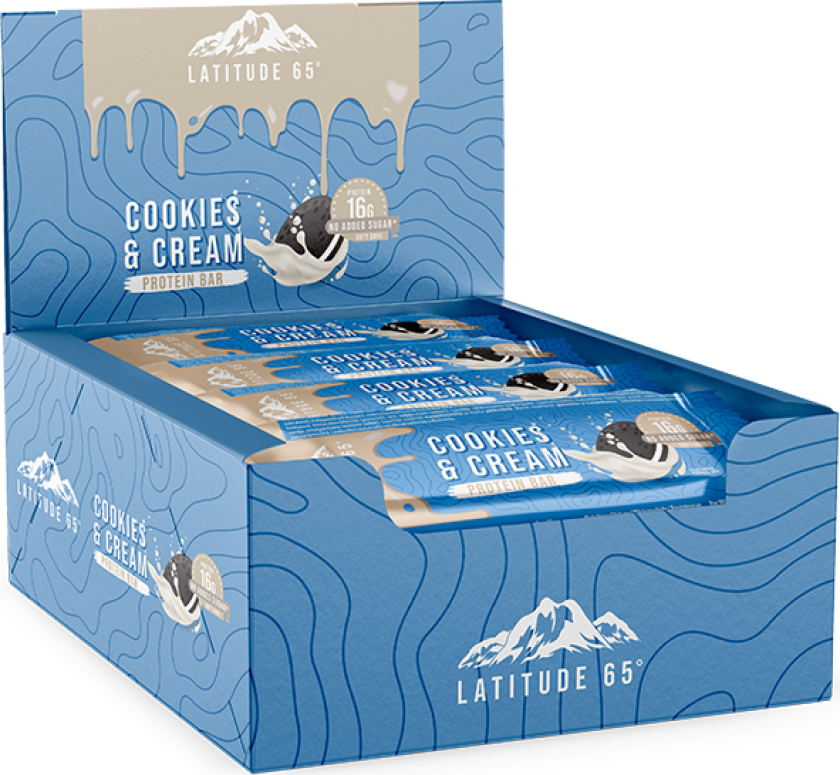 12 x Latitude 65 Protein Bar 45 g Cookies & Cream