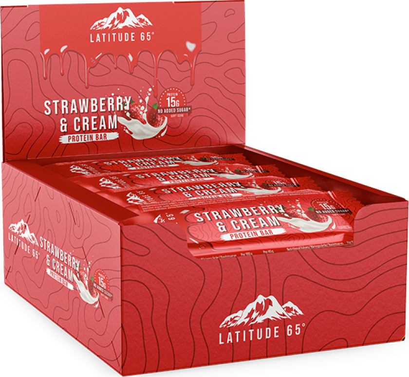12 x Latitude 65 Protein Bar 45 g Strawberry Yoghurt