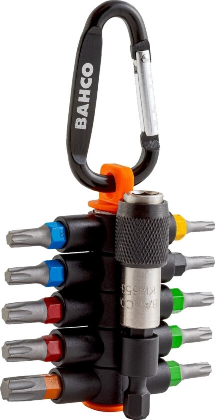 Bitssett Bahco T10-T40 "Sticky Torx" Med Magnetholder, 11 Stk, Med Karabinkrok