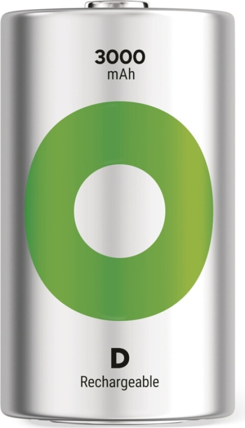 Gp Batteries Recyko 3000 D, 3000 Mah, Nickel-Metallhydrid (Nimh), D, 1,2 V, Grön, Silver, 2 Styck