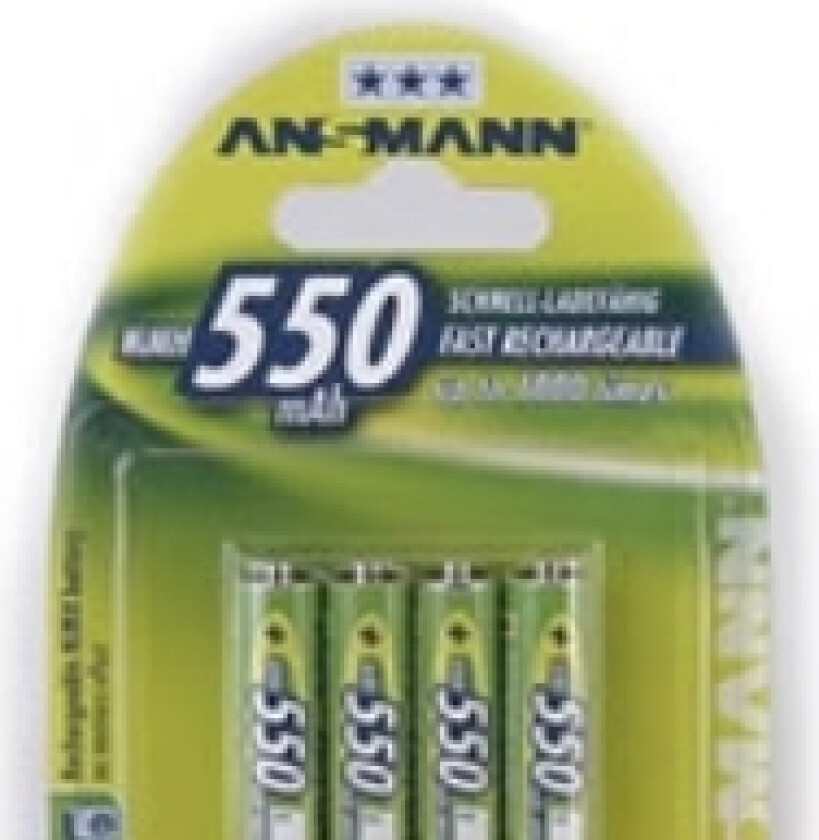 Ansmann Accu, Aaa, 550 Mah, Aaa / Hr03, Nikkelmetallhydrid (Nimh), 1,2 V, 550 Mah, Sølv