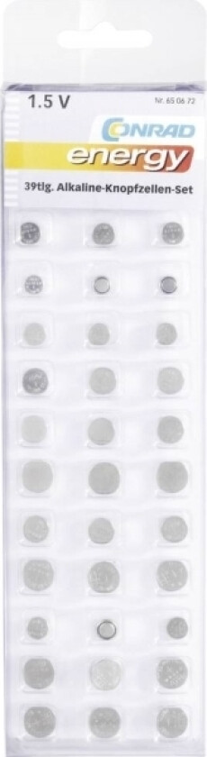 Voltcraft Knappcellesett 3X Hver Ag 1, Ag 2, Ag 3, Ag 4, Ag 5, Ag 6, Ag 7, Ag 8, Ag 9, Ag 10, Ag 11, Ag 12, Ag 13 (Sz-Ag39bt)