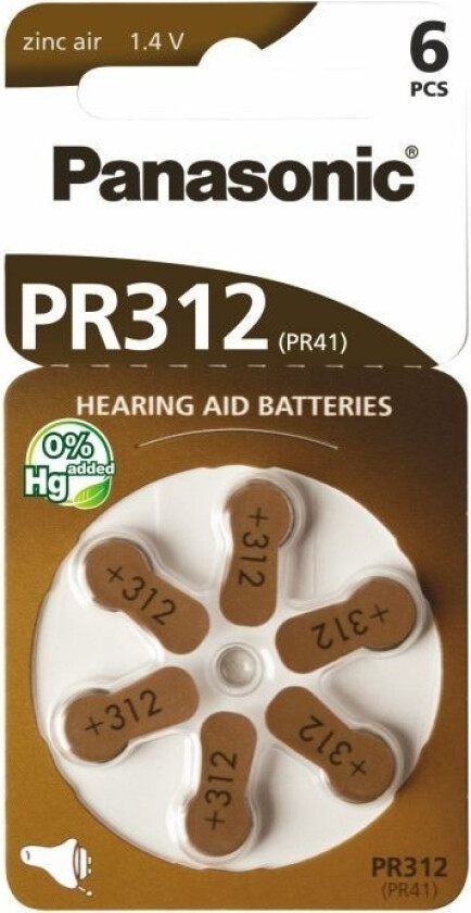 Pr41 Høreapparatbatteri 6 Stk.