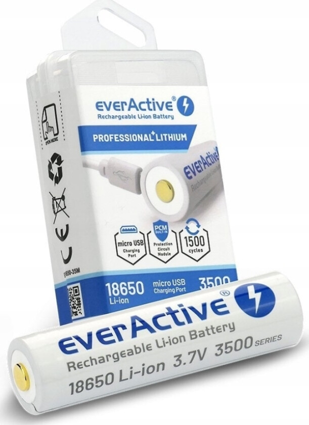 Everactive Everactive Usb Oppladbart 18650 3,7V 3500Mah Batteri Med Pcm