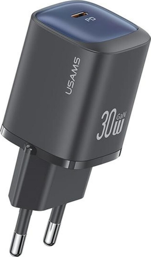 Usams Usams Charger Lod. Nettverk. Cc251 30W Gan Usb-C Hurtiglading Hc-Serien Svart/Svart Cc251tc01