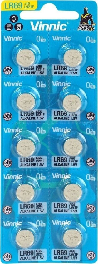 Alkaline Button Batteries Mini G6/Ag6/Lr69 Blister 10Pcs L921f