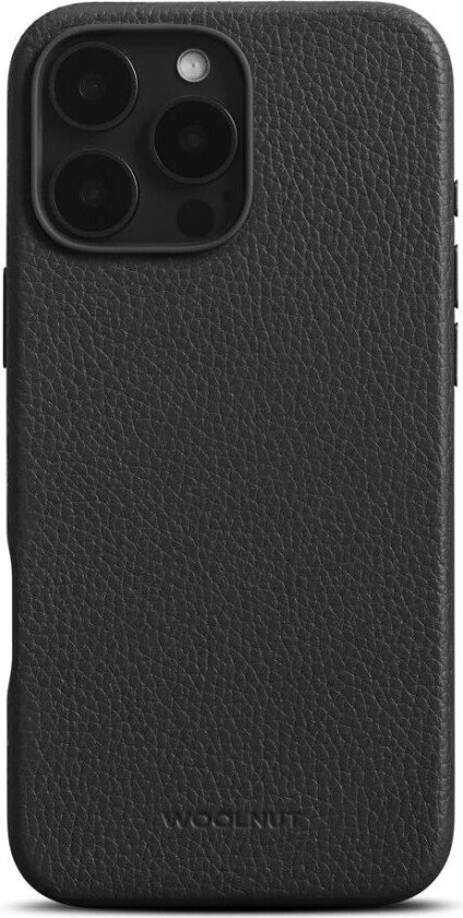 iPhone 16 Pro Max WOOLNUT Ekte Skinn Deksel - MagSafe Kompatibel - Svart