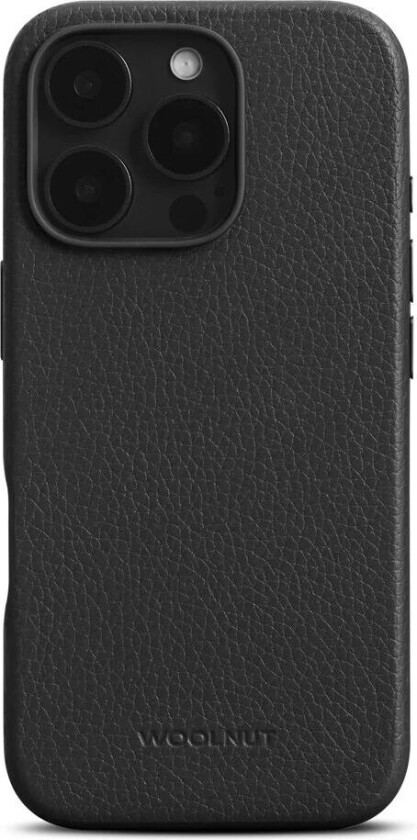 iPhone 16 Pro WOOLNUT Ekte Skinn Deksel - MagSafe Kompatibel - Svart