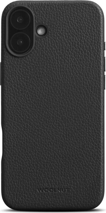 iPhone 16 Plus WOOLNUT Ekte Skinn Deksel - MagSafe Kompatibel - Svart