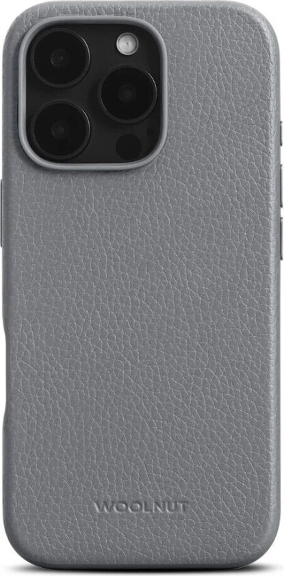 iPhone 16 Pro WOOLNUT Ekte Skinn Deksel - MagSafe Kompatibel - Grå