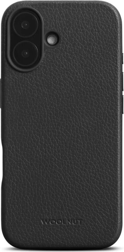 iPhone 16 WOOLNUT Ekte Skinn Deksel - MagSafe Kompatibel - Svart