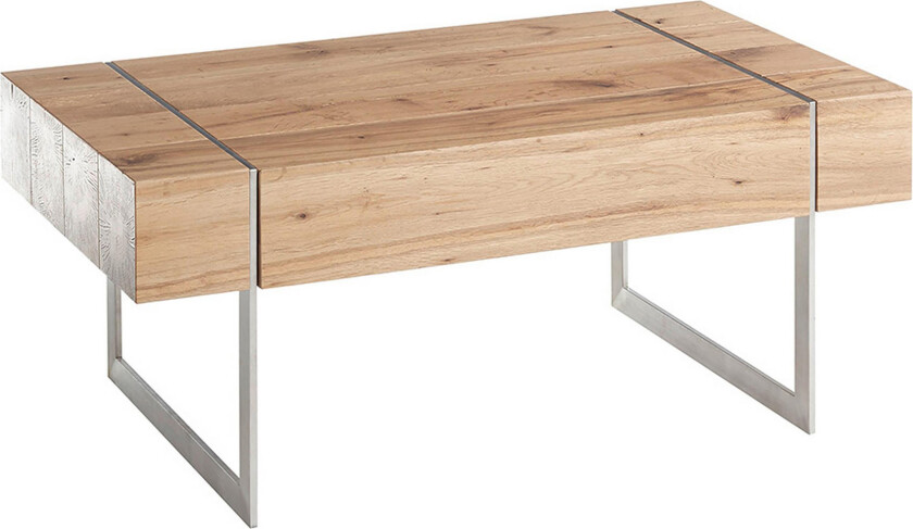 Paphos Sofabord 110 cm med Oppbevaringsskuffer - Natur/Metall