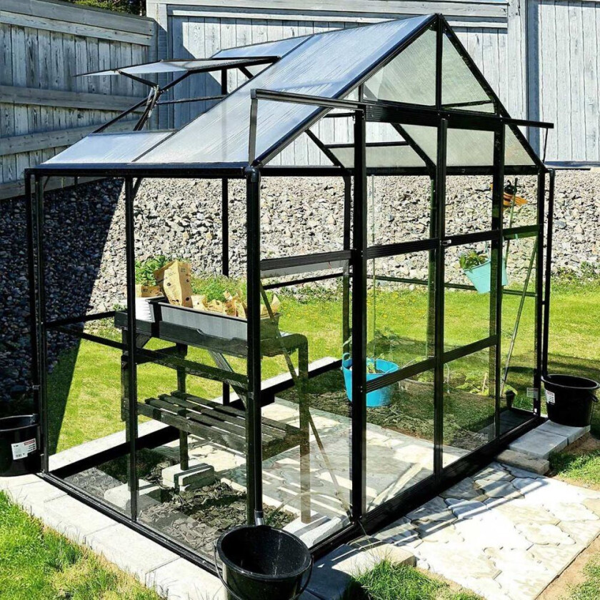 Drivhus 3,3m² 4mm sikkerhetsglass 5 års stormgaranti