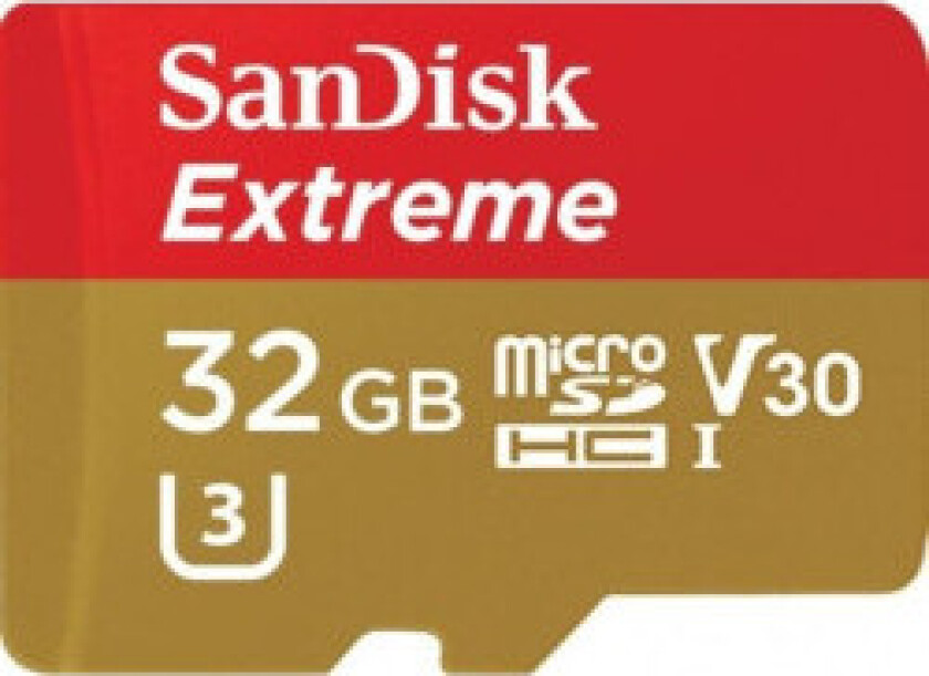 SanDisk Extreme microSDHC - 32 GB A1 V30 UHS-I U3 100/60 MB/s minnekort med adapter