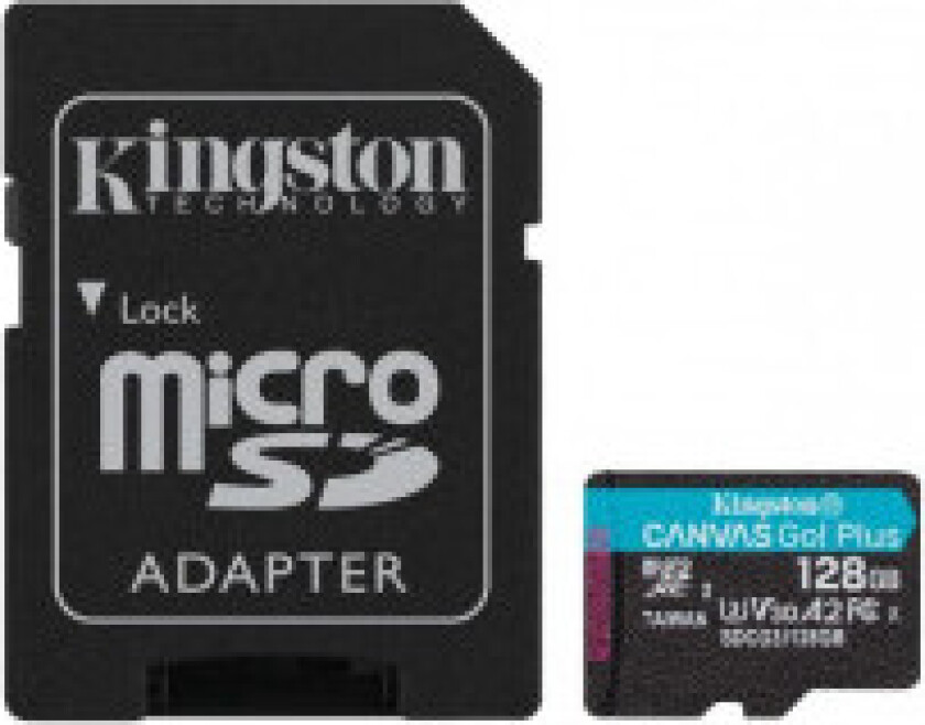 Kingston Canvas Go Plus microSDXC - 128 GB minnekort med adapter