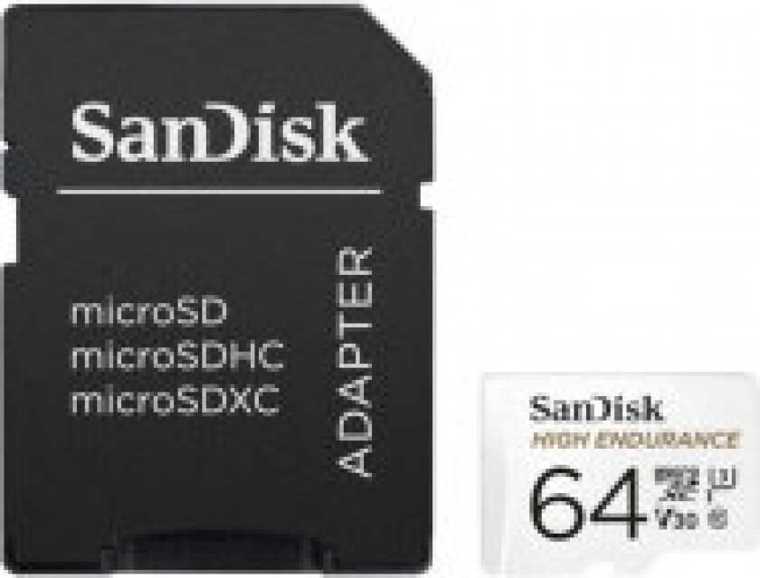 SanDisk High Endurance microSDXC - Minnekort 64 GB Klasse 10 UHS-I 100/40 MB/s med adapter