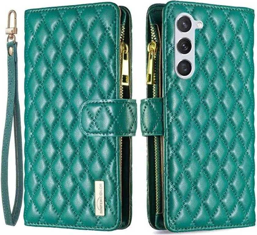 Samsung Galaxy S23 Deksel i Kunstskinn m. Innebygd Lommebok og Stativfunksjon - Grønn