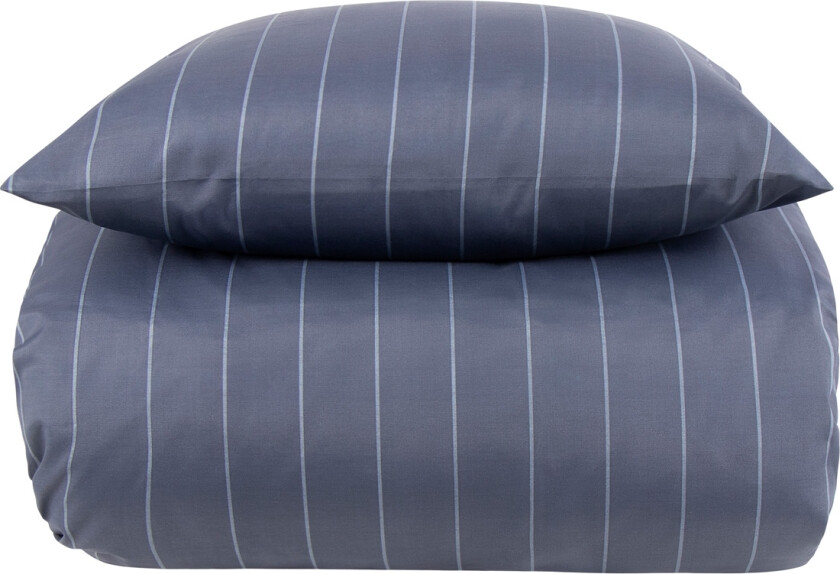 Dobbelt sengetøy 200x220 cm - Blåstripet sengesett - Borg Living dobbeltdynetrekk i polycotton