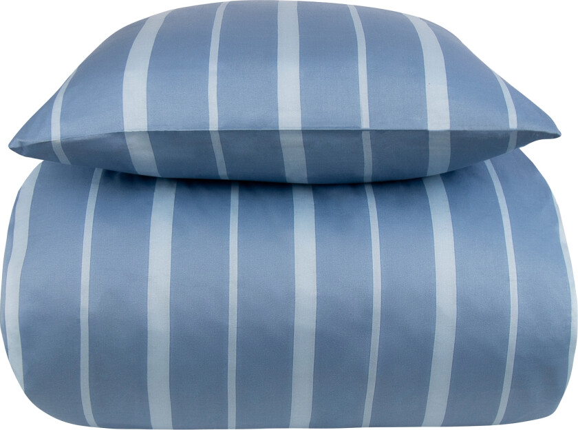 Sengetøy 140x220 cm - 100% bomullssateng - Lana lyseblå stripete sengetøy - Ekstra mykt sengesett fra By Borg