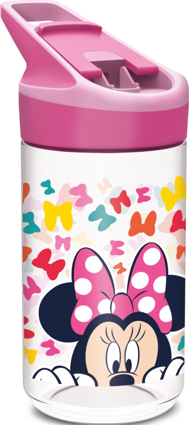 Disney drikkeflaske - Drikkeflaske med flipfunksjon og sugerør - Minnie Mouse