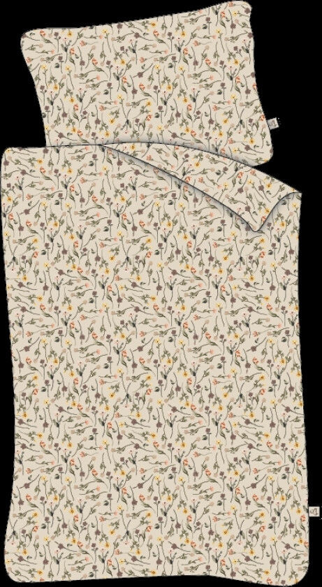 Sengetøy til junior 115x135 cm - Rosa med vårblomster - Sengesett i 100% bomull