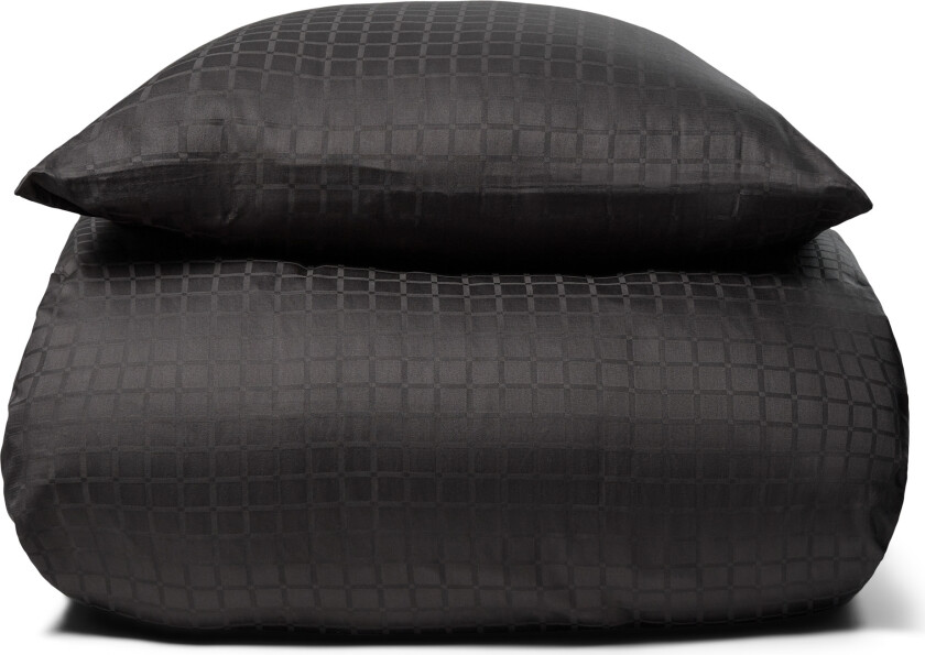 Luksuriøst sengetøy - 140x220 cm - 100 % bomullssateng sengetøy - Daisy mørkegrå - By Night jacquardvevd sengesett