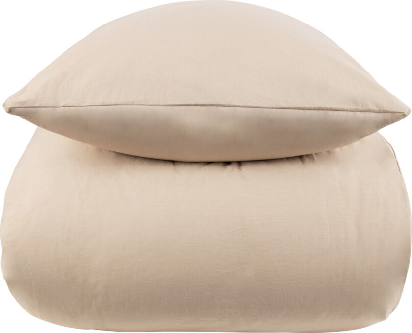 Stonewashed dobbelt sengetøy 200x220 cm - 100% enzymvasket bomull - Fast sand - Nordstrand Home sengesett