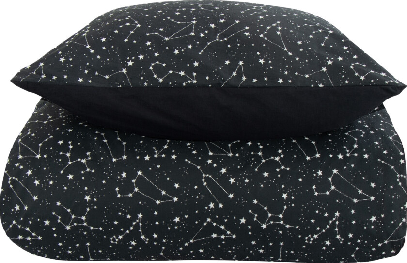Sengetøy 140x200 cm - Zodiac Black - Stjernebilde - Dynetrekk i 100% bomull - Borg Living sengesett