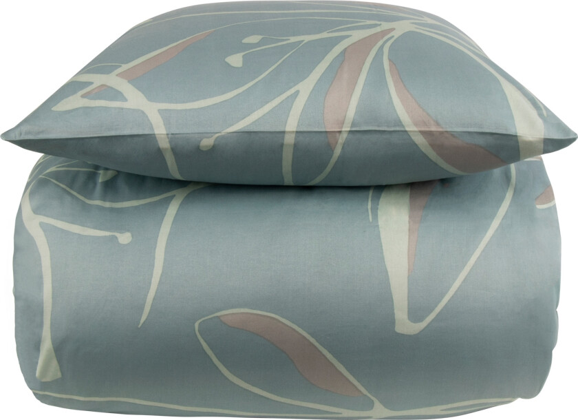 Sengetøy 200x220 cm - 100% bomullssateng - Iris grønt blomstrete sengetøy - Ekstra mykt sengesett fra By Borg