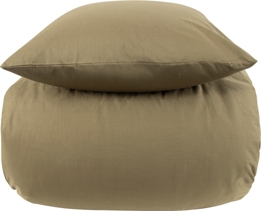 Steinvasket dobbelt sengetøy 200x220 cm - 100% enzymvasket bomull - Firm grønn - Nordstrand Home sengesett