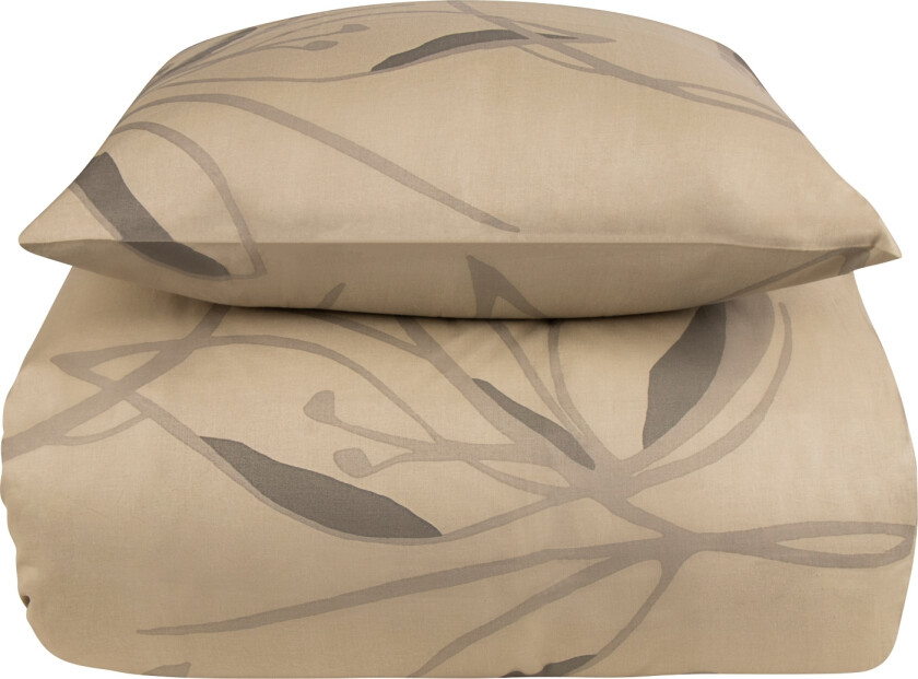 Sengetøy 200x220 cm - 100% bomullssateng - Iris beige blomstrete sengetøy - Ekstra mykt sengesett fra By Borg