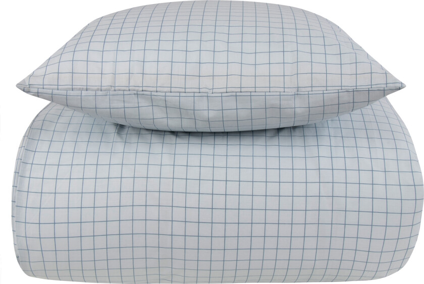 Dobbelt sengetøy 100% bomull - 200x220 cm - Blårutete sengesett - Nordstrand Home - Dynetrekk i 100% bomull