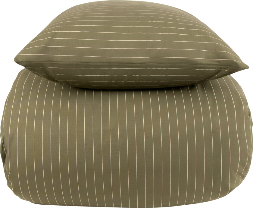Dobbelt sengetøy 100 % bomull – 200x220 cm – Grønn stripete sengesett – Nordstrand Home – Dynetrekk i 100 % bomull